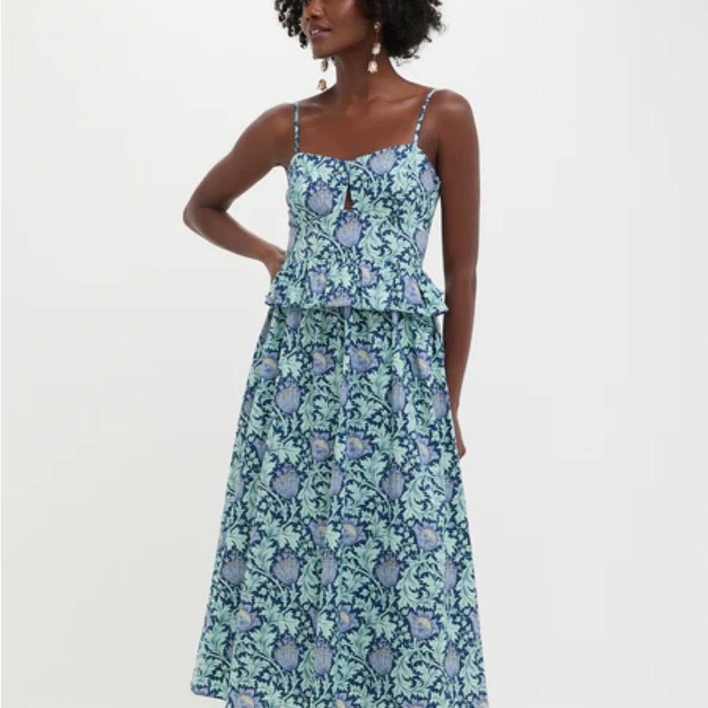 Blue Leafy Floral Maeve Midi Dress